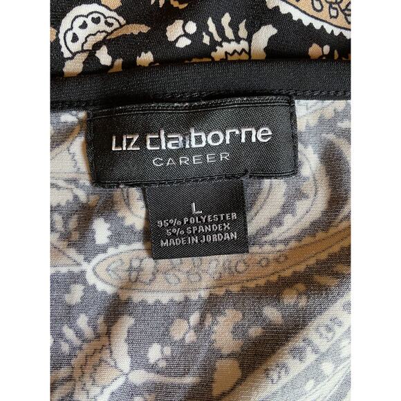 LIZ CLAIBORNE Women's Large Sleeveless Keyhole Front Paisley Stretch Knit Top - Picture 4 of 10